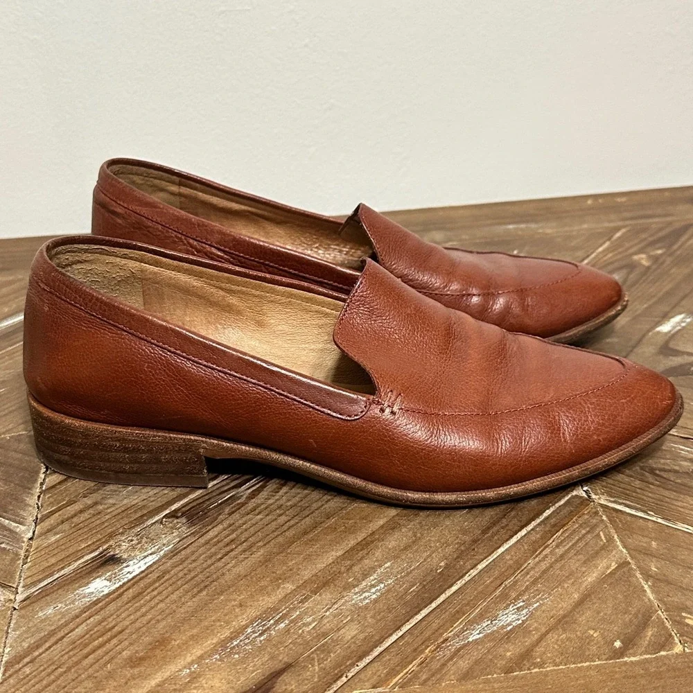 Madewell The Frances Loafer Pecan Brown Leather Pointed Toe Flat H2419 Women 8.5